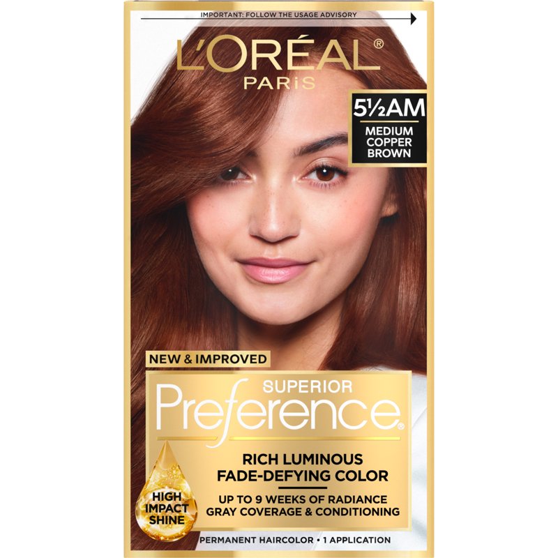 Permanent Hair Color Kit with Conditioner - Medium Copper Brown