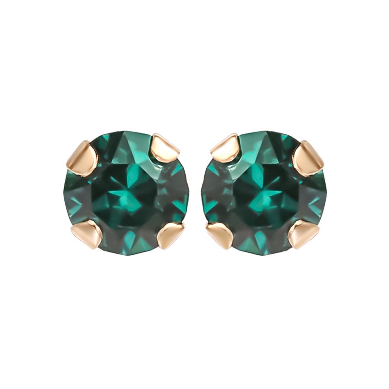 Girl’s 14K Yellow Gold May Birthstone Crystal Stud Earrings - Versatile Gift