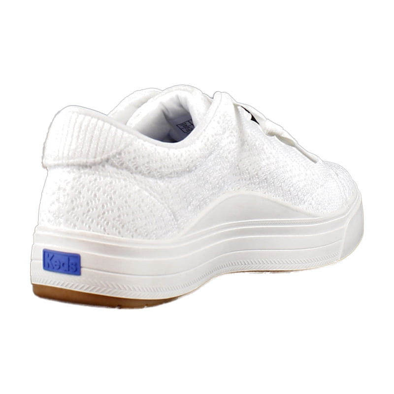 Women's Canvas Sneakers with Lace-Up Closure - White Knit, Wide & Medium Widths