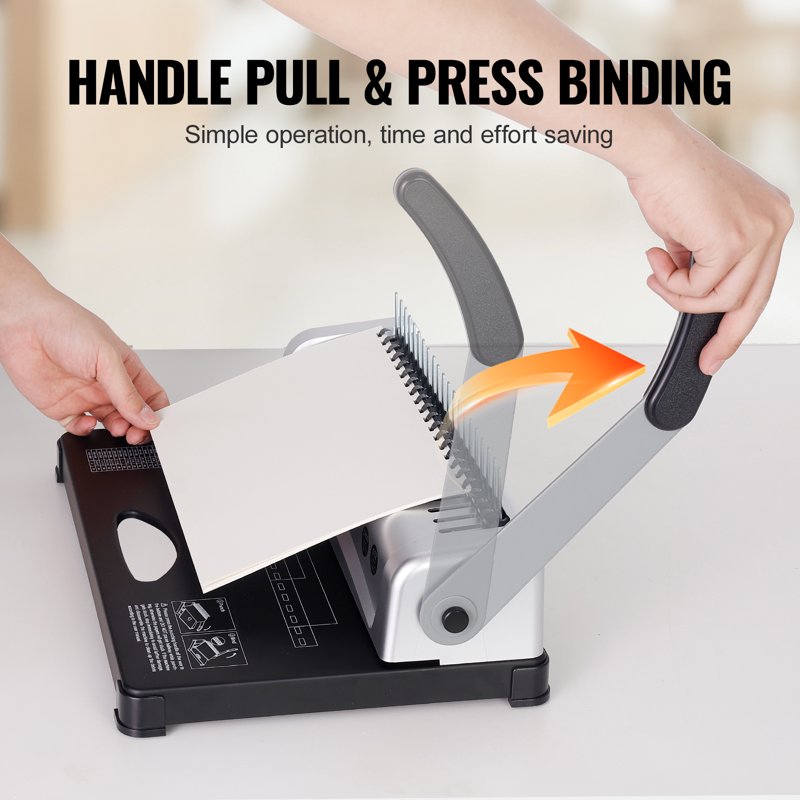 Manual Comb Binding Machine for 450 Sheets with 100 Spines - 21-Hole Office Binder