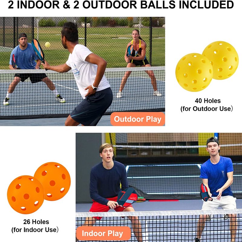 BEIVES Orange Variation 4-Player Pickleball Paddle Set with 4 Balls & Carry Bag