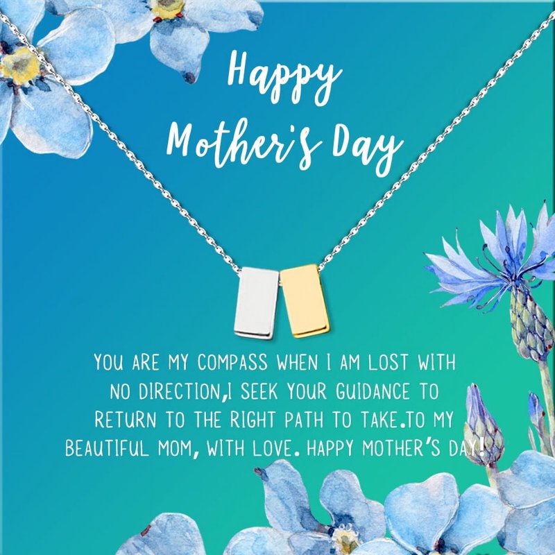Mother's Day Necklace and Card Set - Heart Pendant Gift for Mom, Her, or Grandmother