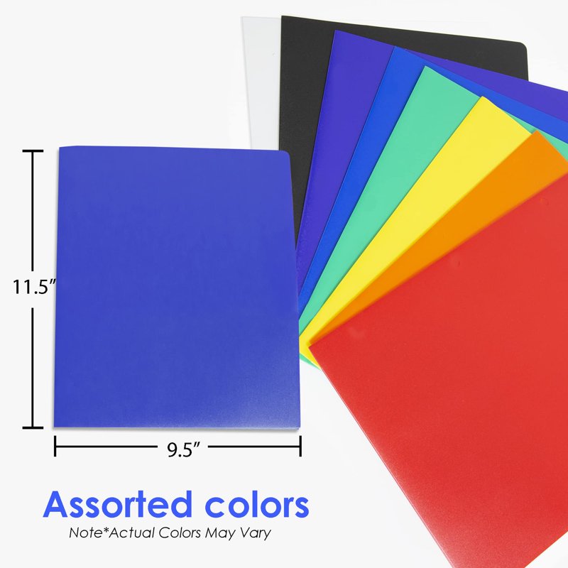 Poly Pocket Folder Set - 8 Durable Letter-Size File Folders