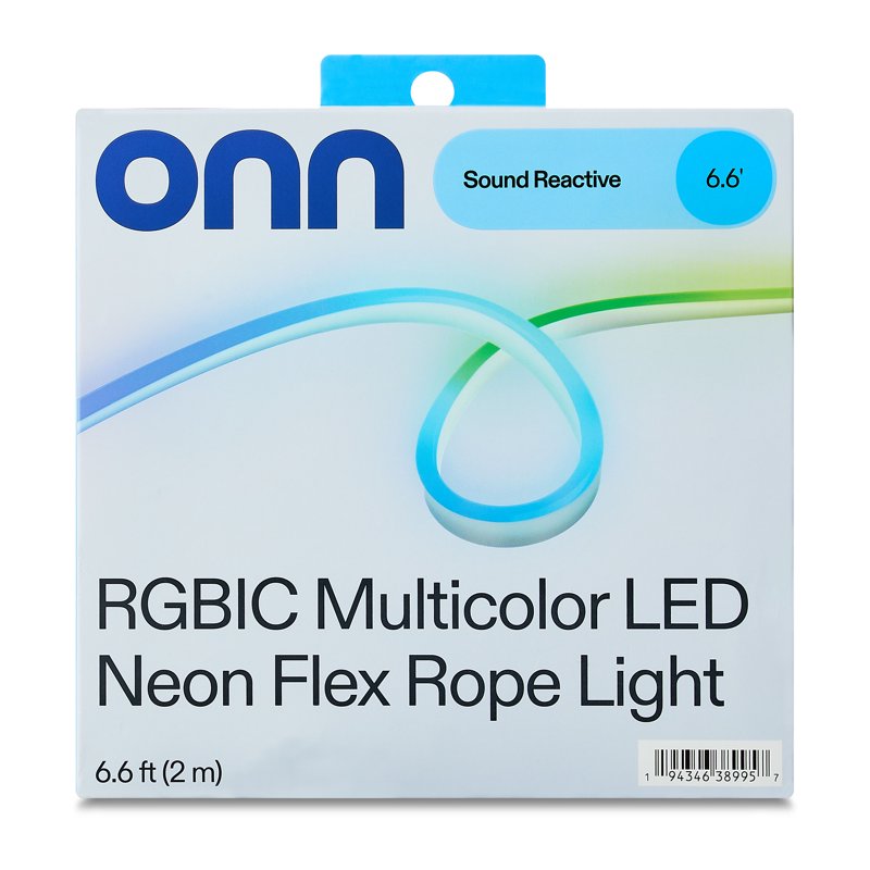 RGBIC LED Neon Flex Rope Light - 6.6 ft, USB Powered, Sound Reactive, Remote Included