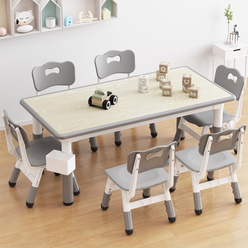 Adjustable Kids Activity Table and Chairs Set with Graffiti Desktop - Toddler & Preschool Furniture