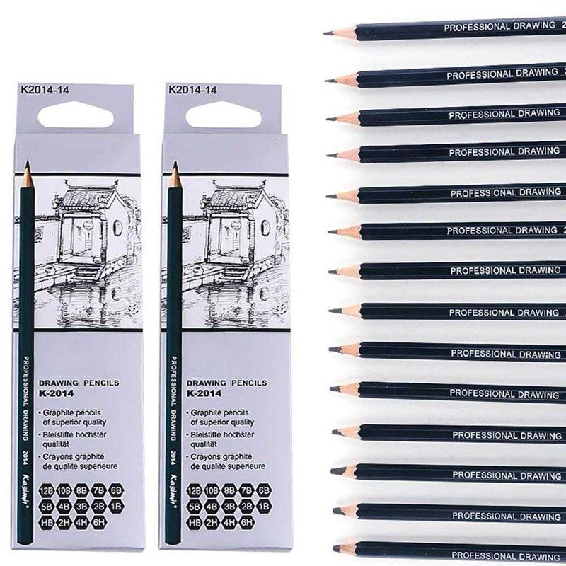 14 Pencils Set Art Graphite Sketch Pencils for Drawing & Shading