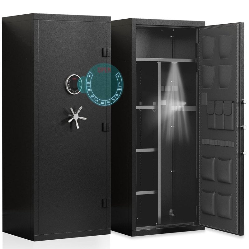 Large Gun Safe for Home with Adjustable Shelves & Quick Access Locking