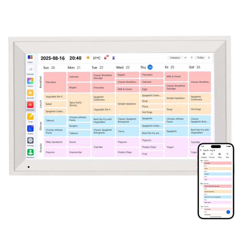 15.6 Inch Touchscreen Digital Wall Calendar & Chore Chart for Family Organization