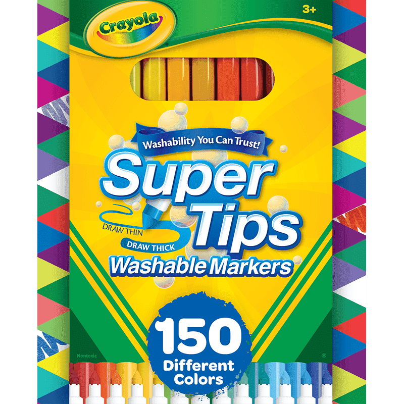 Crayola Super Tips Marker Set 150 Count - Washable Fine & Broad Line Markers for Kids & Adults