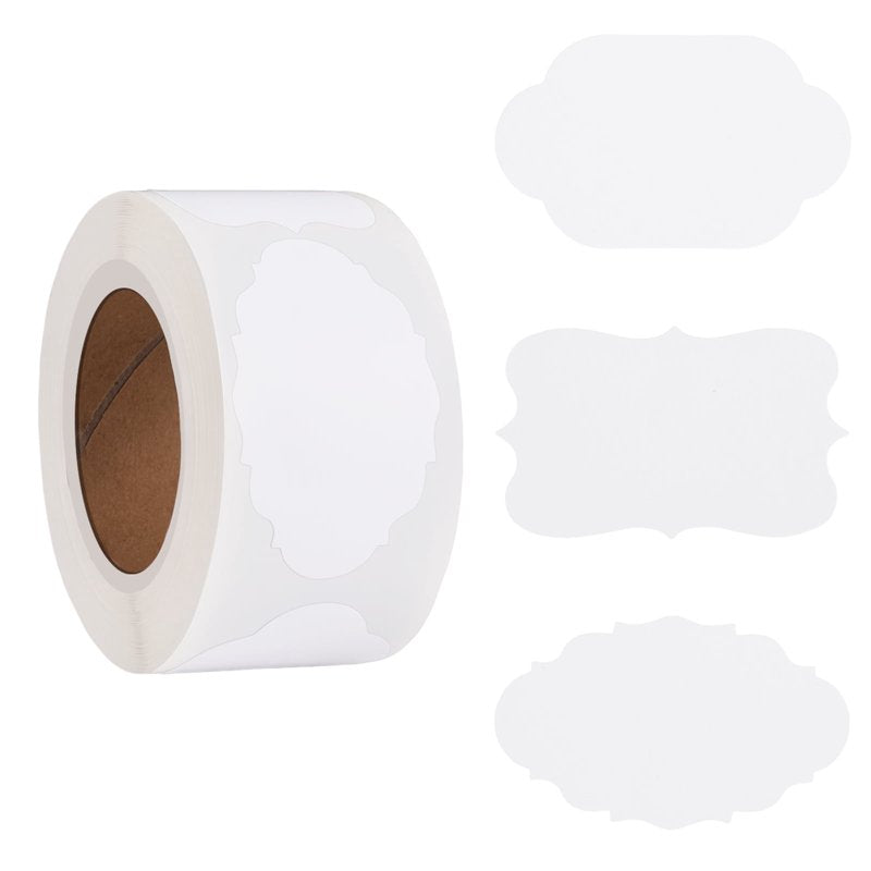 1500 Water-Resistant Gift Label Stickers with Lace Design - All-Purpose Kraft Paper Tags