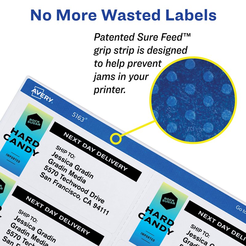 Avery Shipping Labels 3-1/3 x 4 Inches White Laser Labels - TrueBlock 600 Pack