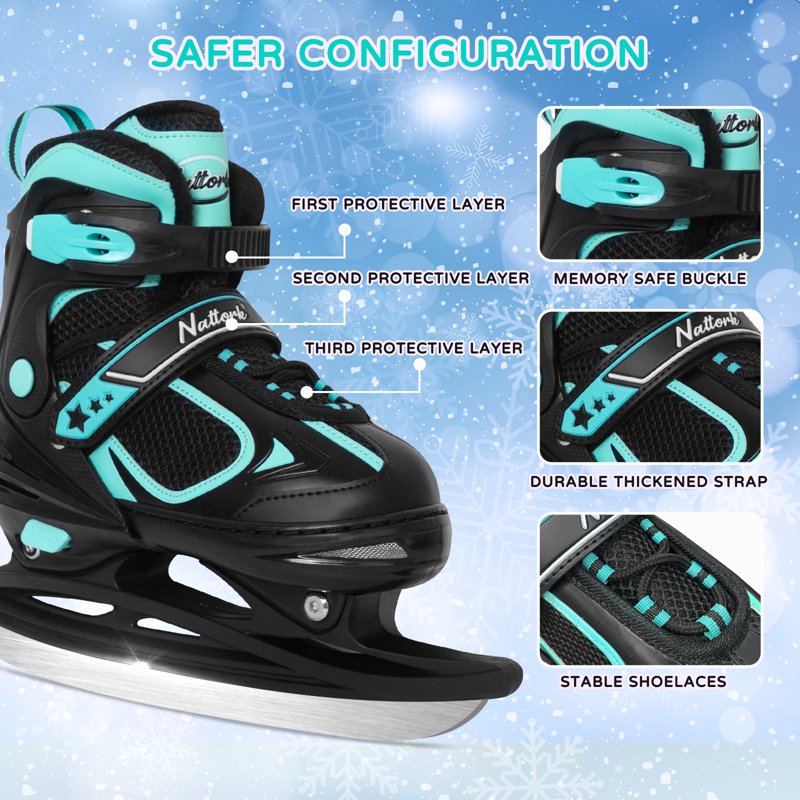 Kids Adjustable Ice Skates for Beginners - Hockey & Recreational Sizes