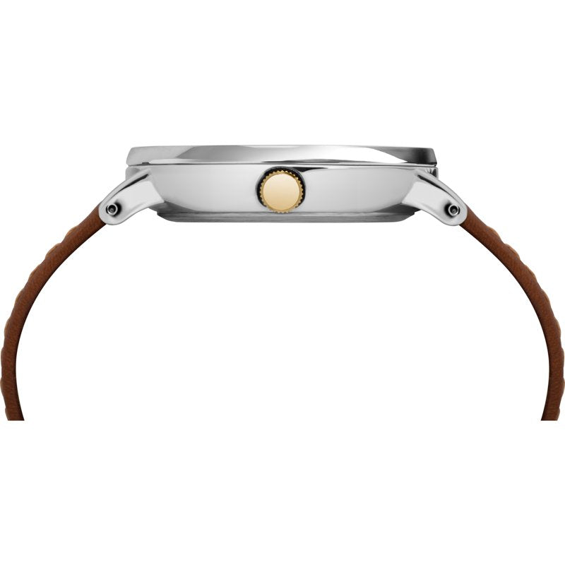 Men's Dress Watch with Leather Strap, 41mm Silver-Tone Case, Water Resistant