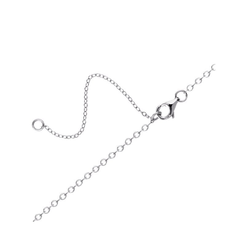 Silver Plated Cubic Zirconia V Necklace 18+2 Inch Adjustable Chain