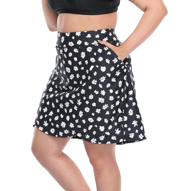 Plus Size Active Skort with Tulip Hem - Moisture-Wicking, Quick Dry, Pockets