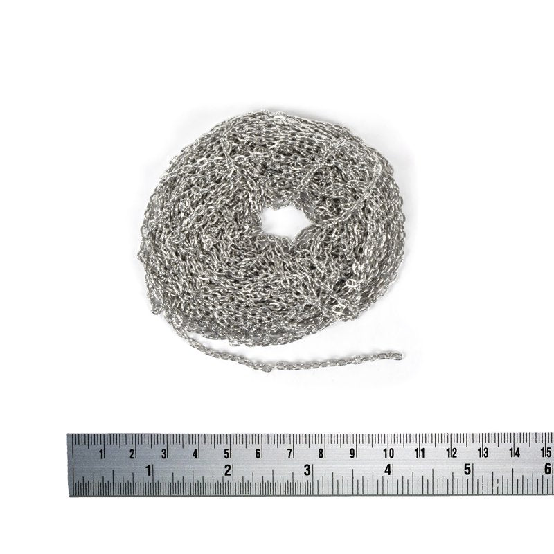 Iron Rolo Chain Spool for DIY Jewelry Making 10 Yards - Silver Rhodium Plated
