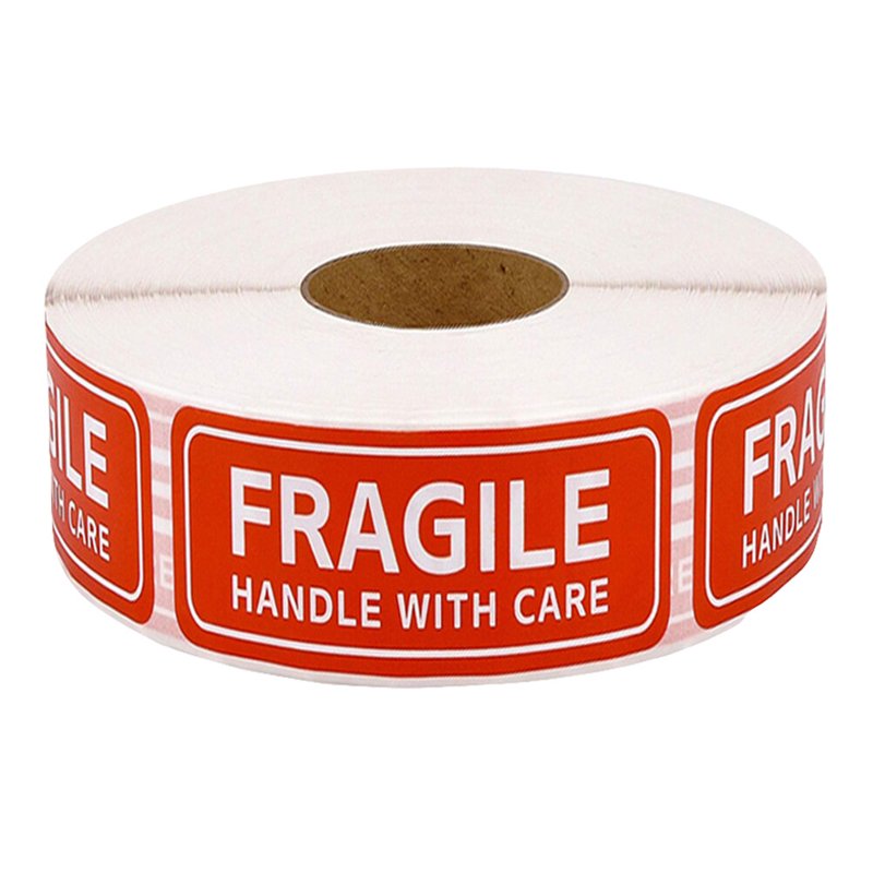 150pcs Handle with Care Shipping Labels - Fragile Moving Stickers (Red)