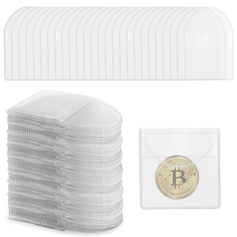 150pcs Plastic Coin Holders & Jewelry Protectors - Clear Storage Sleeves