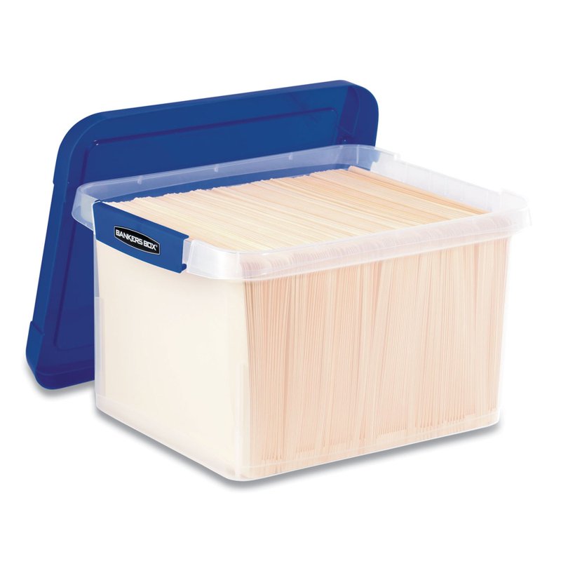 Heavy Duty Plastic File Storage Box 14 x 17.38 x 10.5 Inches Clear Blue 2 Pack