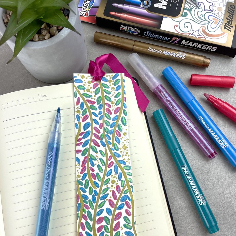12-Color Metallic & Glitter Art Markers for Kids and Adults