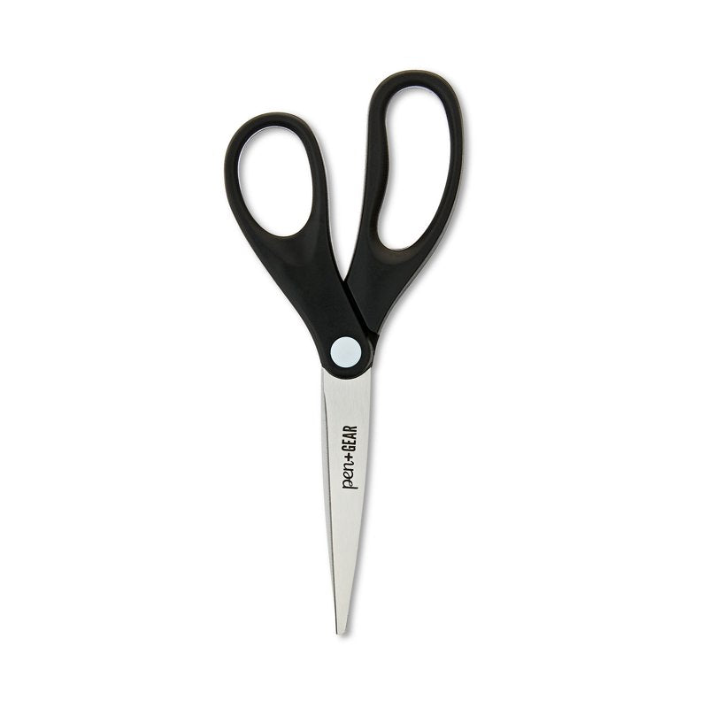 8-Inch Pointed Tip Scissors - Black Stainless Steel School & Office Supplies
