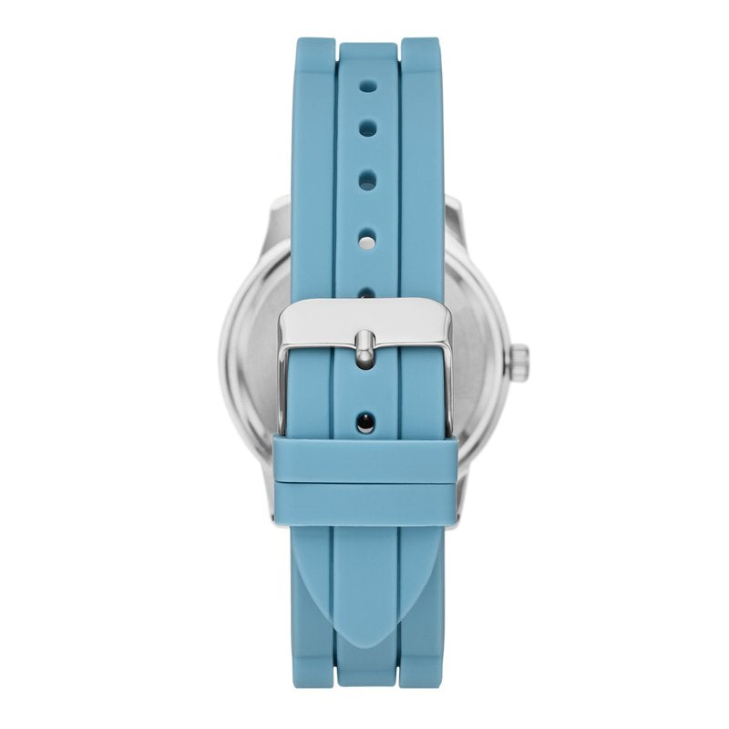 Light Blue Silicone Strap Women's Watch with Silver Round Case - Easy Read Dial