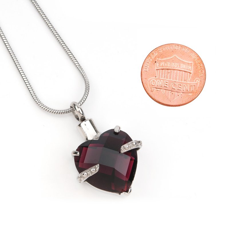 Heart Cremation Urn Necklace for Human Ashes with Birthstone Crystal - Memorial Keepsake Jewelry