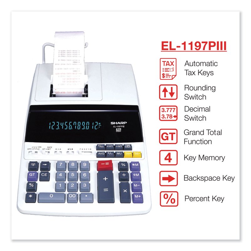 Desktop Printing Calculator with Dual-Color Ink, 12-Digit Display, Office Use