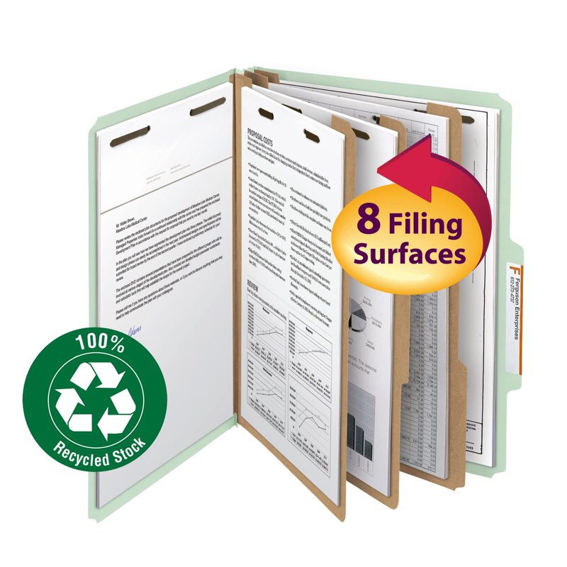 Recycled Pressboard Classification File Folder with Fasteners & Dividers