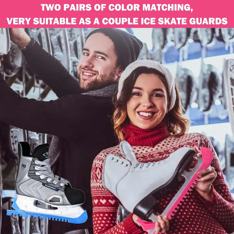 Ice Skate Blade Guards with Adjustable Buckle - 4 Pack for Adults & Youth