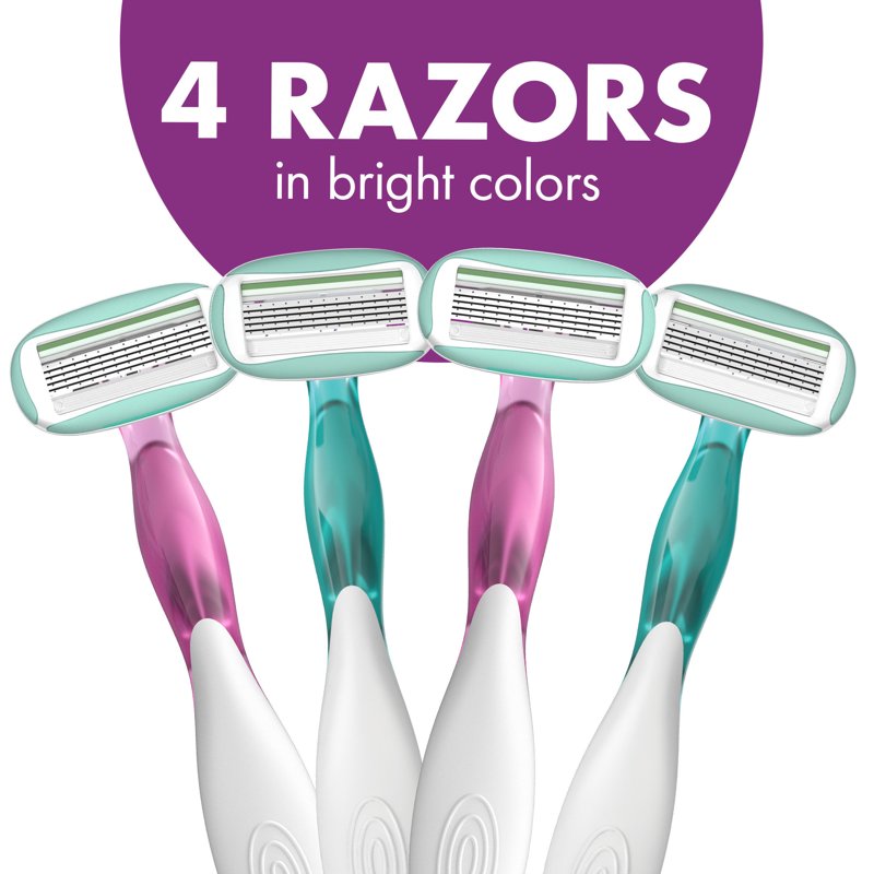 Disposable Women's Razors with 5 Flexible Blades - Sensitive Skin, 4 Count