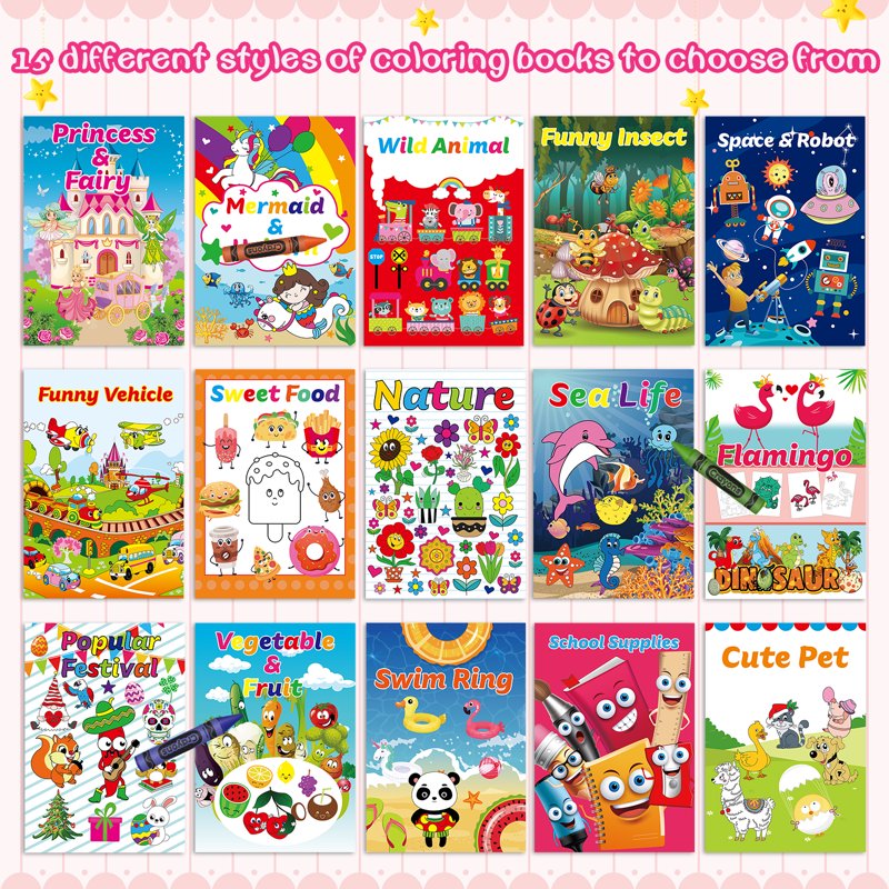 Mini Coloring Books Set for Kids Ages 2-4 - 15 Pack, Party Favors & Activity Books