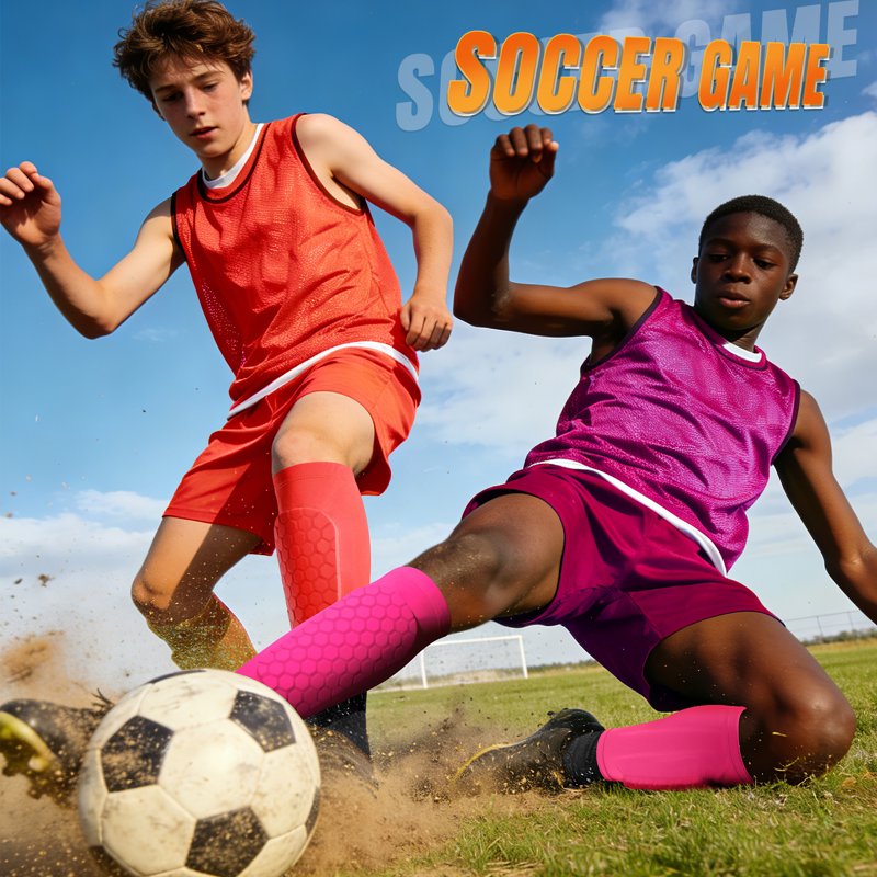 Shin Guards for Kids, Youth & Adults – SUOSDEY Calf Compression Sleeve with Honeycomb Pads (XXS-Calf:9\"-10.6\", Hot Pink)