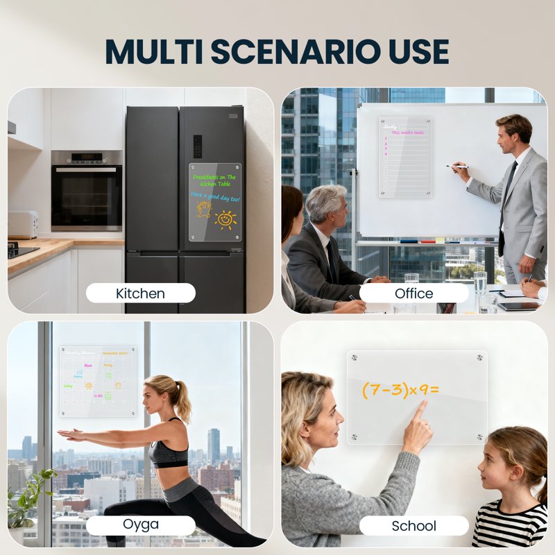 Magnetic Acrylic Calendar Set for Fridge - Dry Erase Weekly & Monthly Planner with Markers