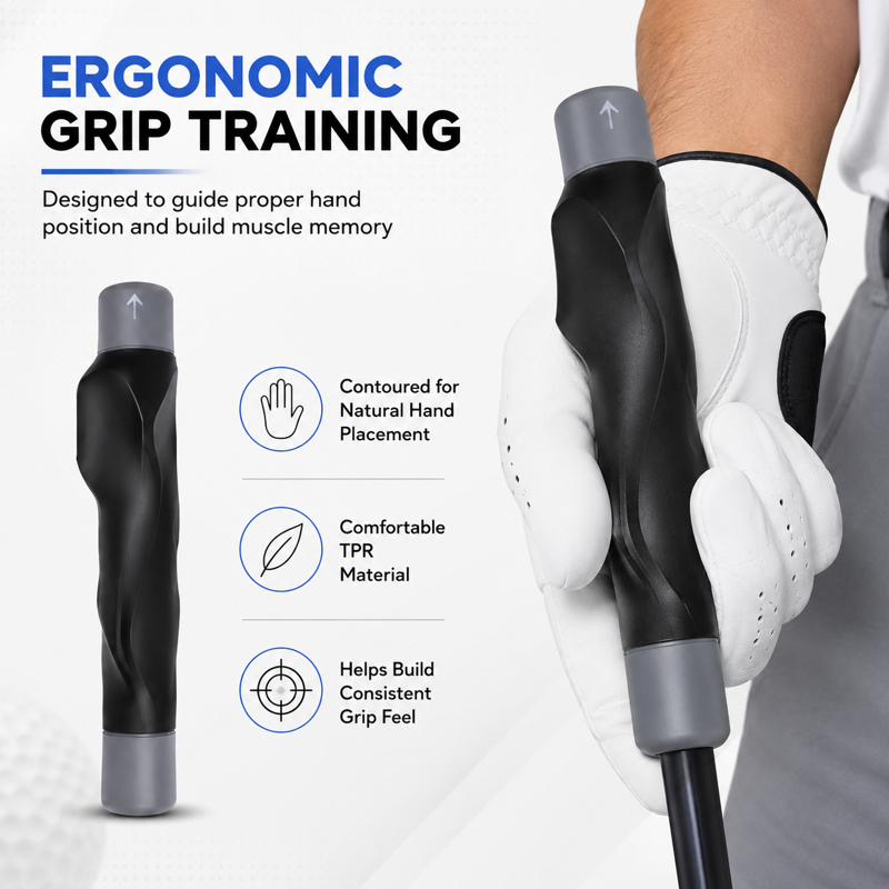 Golf Grip Trainer Hand Position Aid Ergonomic TPR Practice Aid - Gray