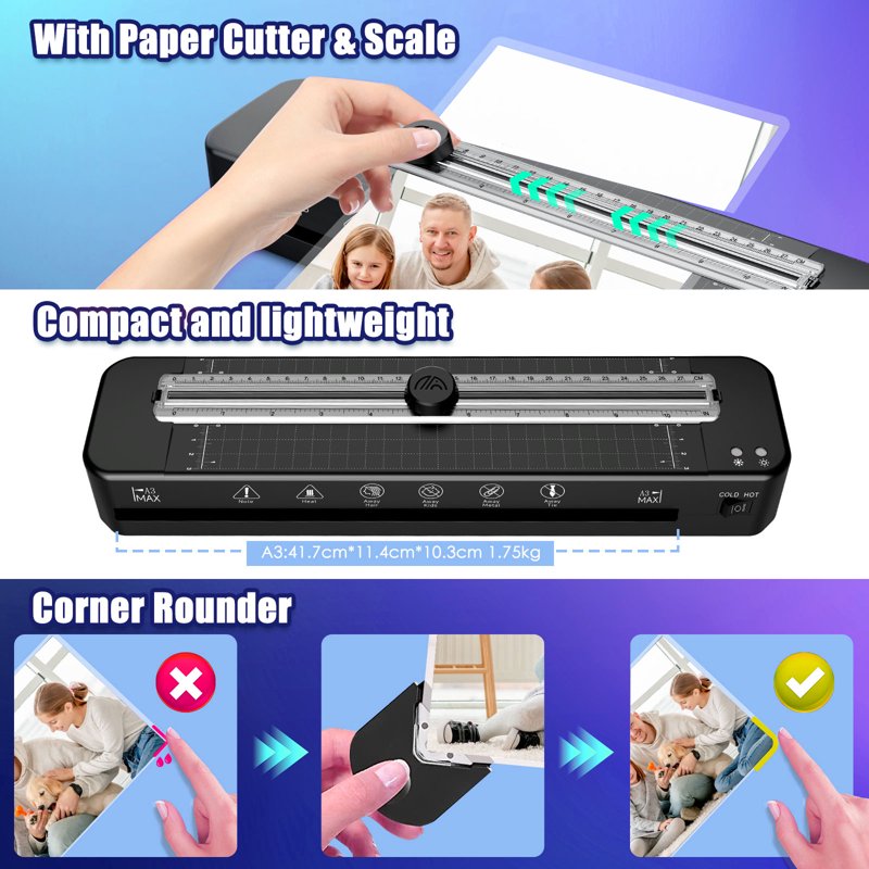 13-Inch Thermal Laminator Machine with Sheets for Documents & Photos