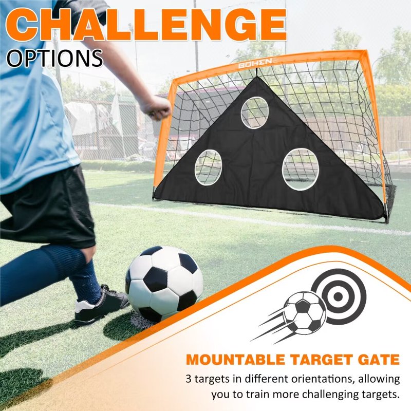BOHEN 6x4FT Portable Soccer Goal with Net, Ground Stakes & Carry Bag - Orange, 1 Pack