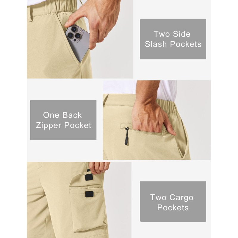 Men's Lightweight Outdoor Hiking Shorts with 5 Pockets - Quick Dry Cargo Shorts