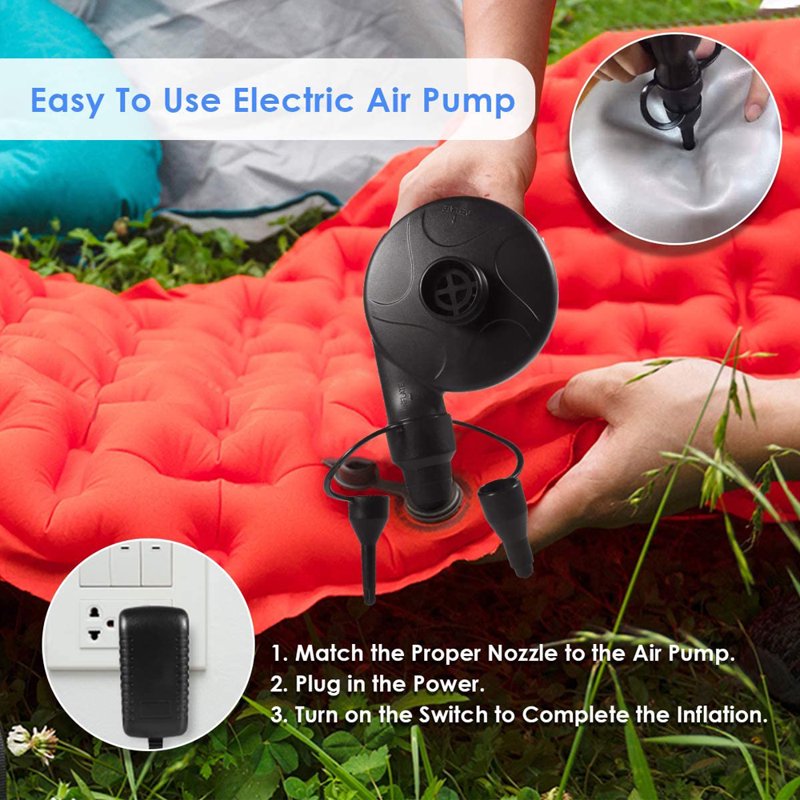 Electric Air Pump Portable Inflator & Deflator for Inflatables - 110V/12V, 3 Nozzles