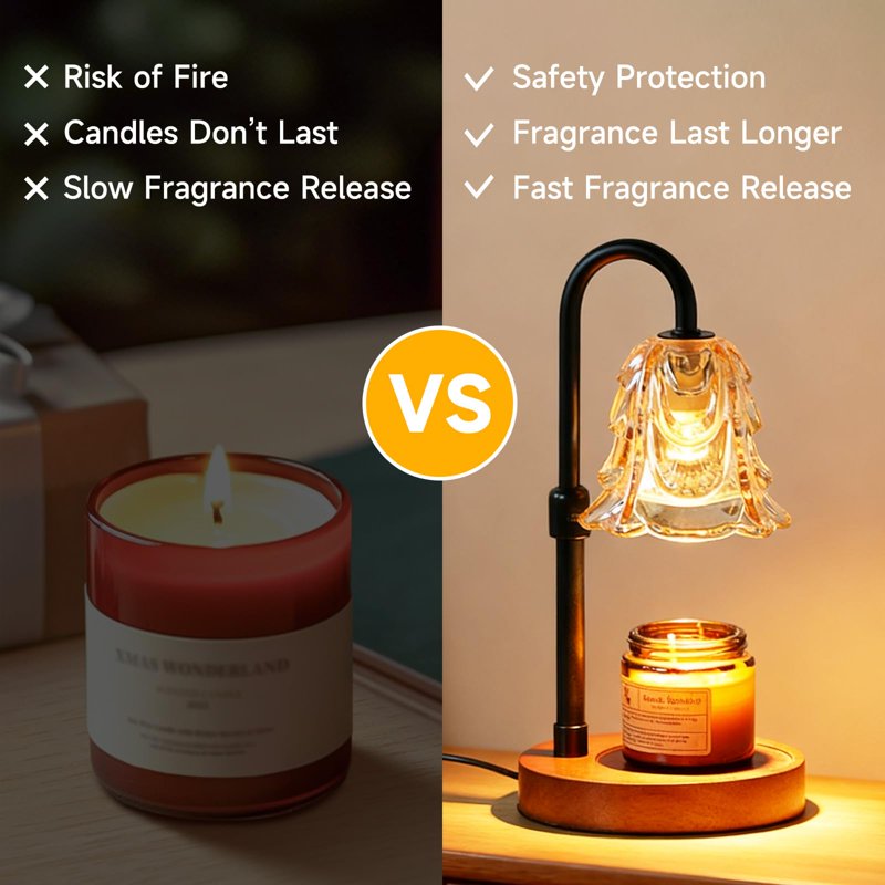 Candle Warmer Lamp with Timer & Dimmable Switch - Adjustable Height, Includes Bulbs, Home Decor Gift