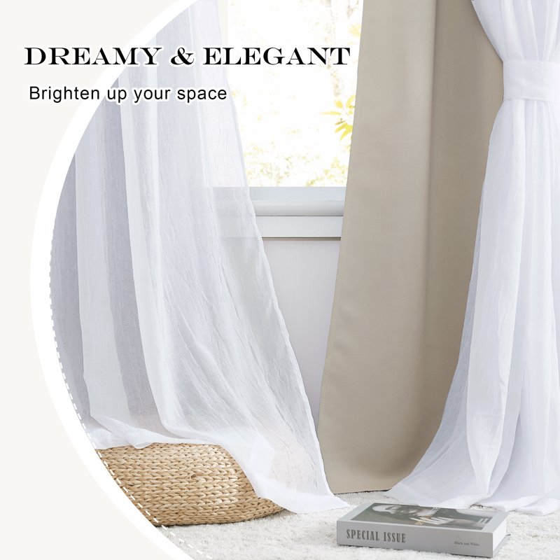 Double Layer Blackout Curtains Set - Thermal Insulated Room Darkening Drapes