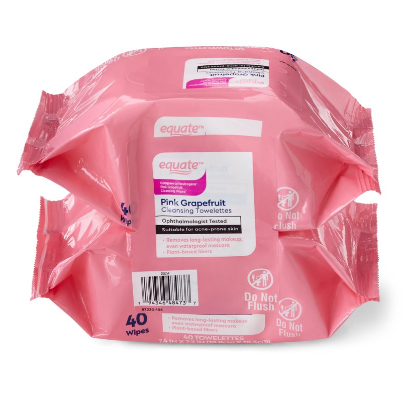 Pink Grapefruit Cleansing Towelettes - Makeup Remover & Face Wipes