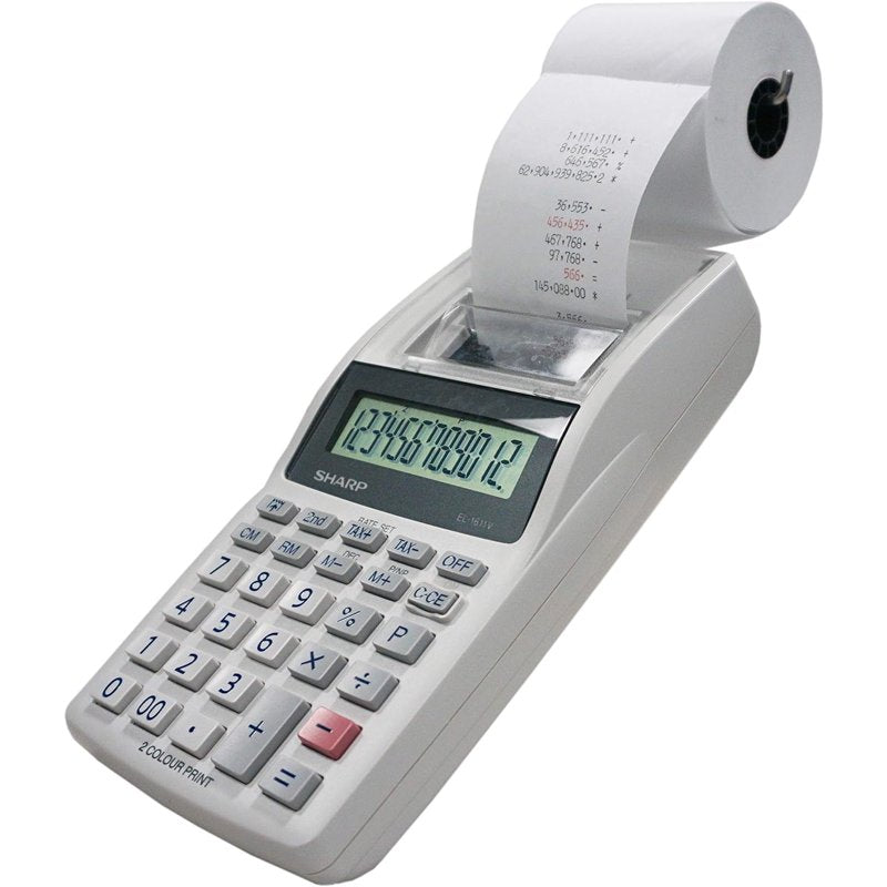 Handheld Printing Calculator with 12-Digit LCD & Dual-Color Printer