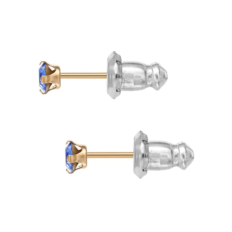Girl’s 14K Yellow Gold Birthstone Stud Earrings - September Crystal