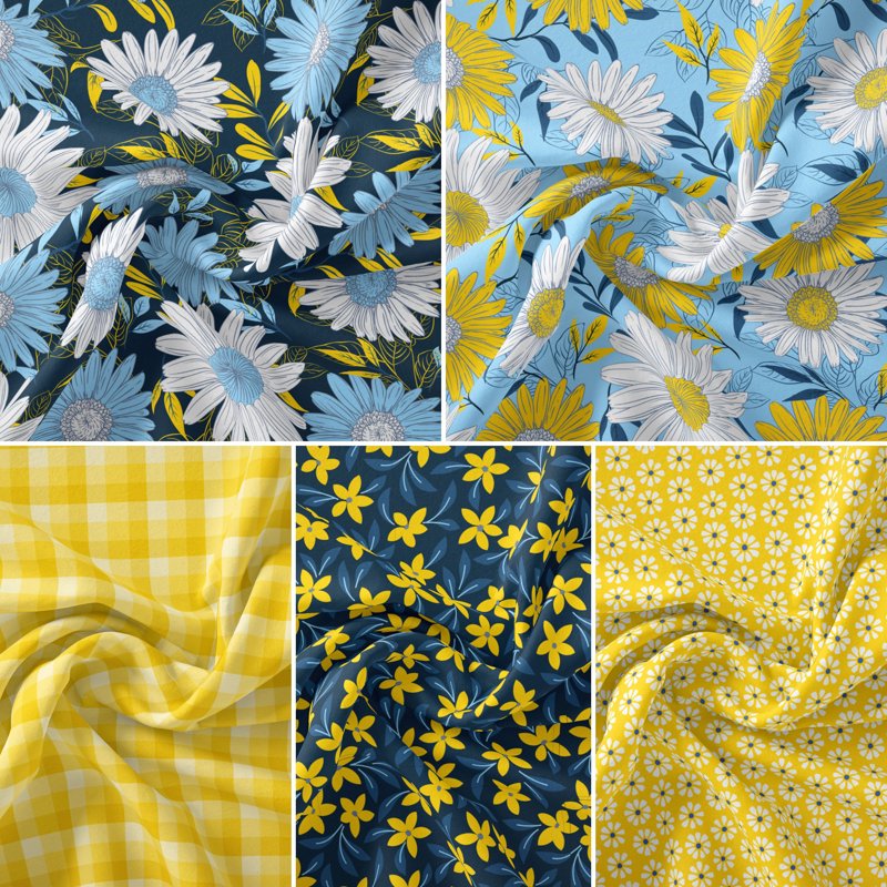Cotton Fabric Fat Quarter Bundle 18x21 Inches Multi-Color for Quilting & Sewing - 5 Pieces
