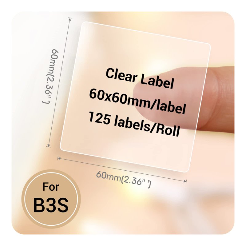 Thermal Label Tape for Label Maker - Clear 2.36 x 2.36 Inches, 125 Labels Roll