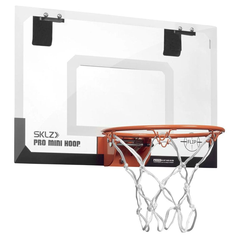 Mini Basketball Hoop for Door - Over-the-Door Flip-Up Rim, Clear Backboard, Orange