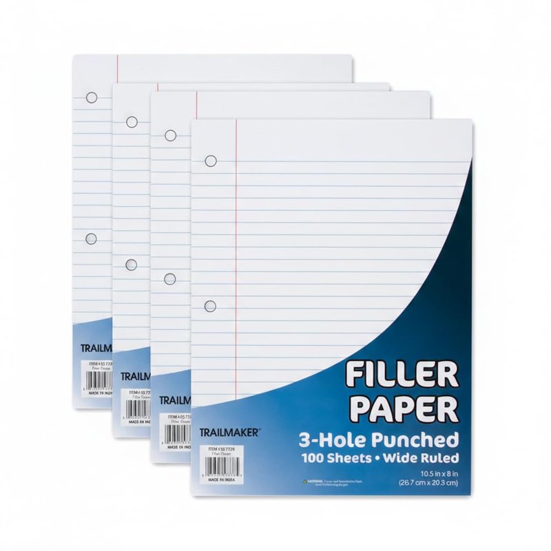 Bulk Wide Ruled Loose Leaf Paper Pack for Binders - 50 Reams 5,000 Sheets