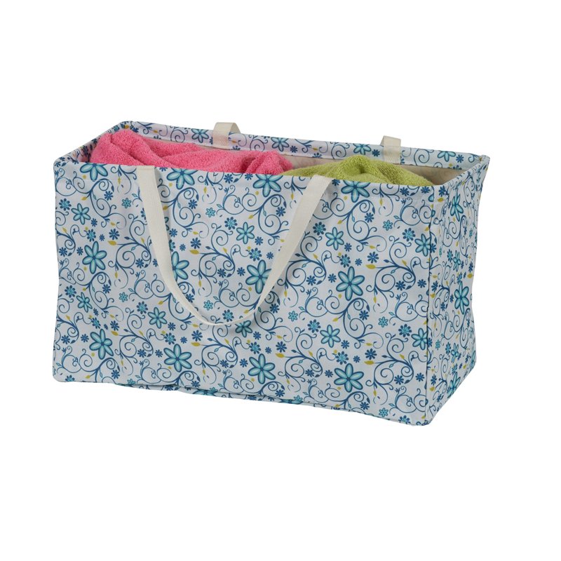 Water-Resistant Canvas Utility Tote with Handles - Floral Pattern, Large Storage Bag