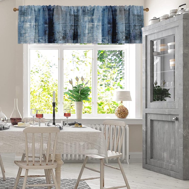 2 Pack Modern Abstract Window Valances - Blackout Drapes for Living Room & Kitchen